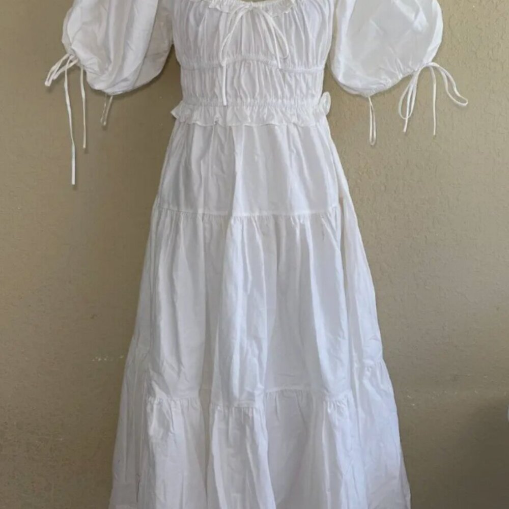 NWOT en saison midi smocked puff sleeve